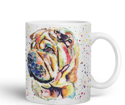 Vixar Shar Pei Wrinkly Chinese Dog Pet Animal Watercolour Art Coloured 330 ml Mug Cup Gift Birthday Work Office Tea Coffee