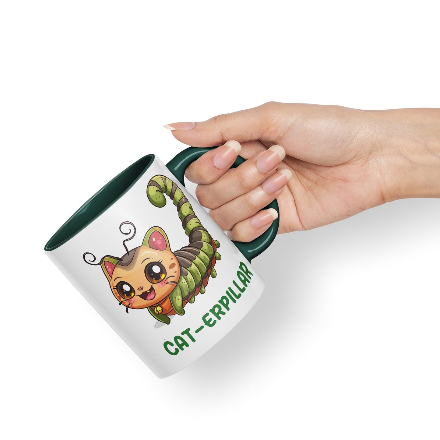 Cat-erpillar cat Kitten Joke sarkasm Sarcastic Ceramic Coloured Mug Cup for Tea Coffee Hot Brew 330ml 11Oz Gift