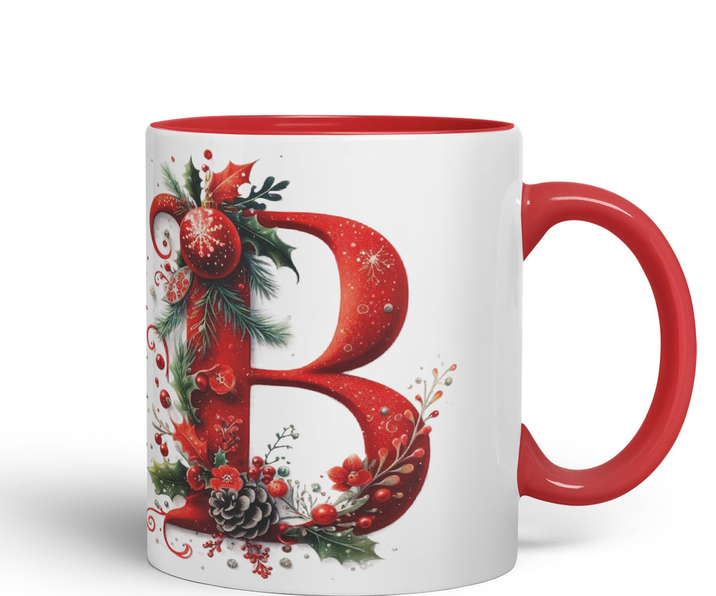 Red Letter ChristmasDesigns Alphabet Monogram Lettersjoke sarkasm Sarcastic Ceramic Coloured Mug Cup for Tea Coffee Hot Brew 330ml 11Oz Gift