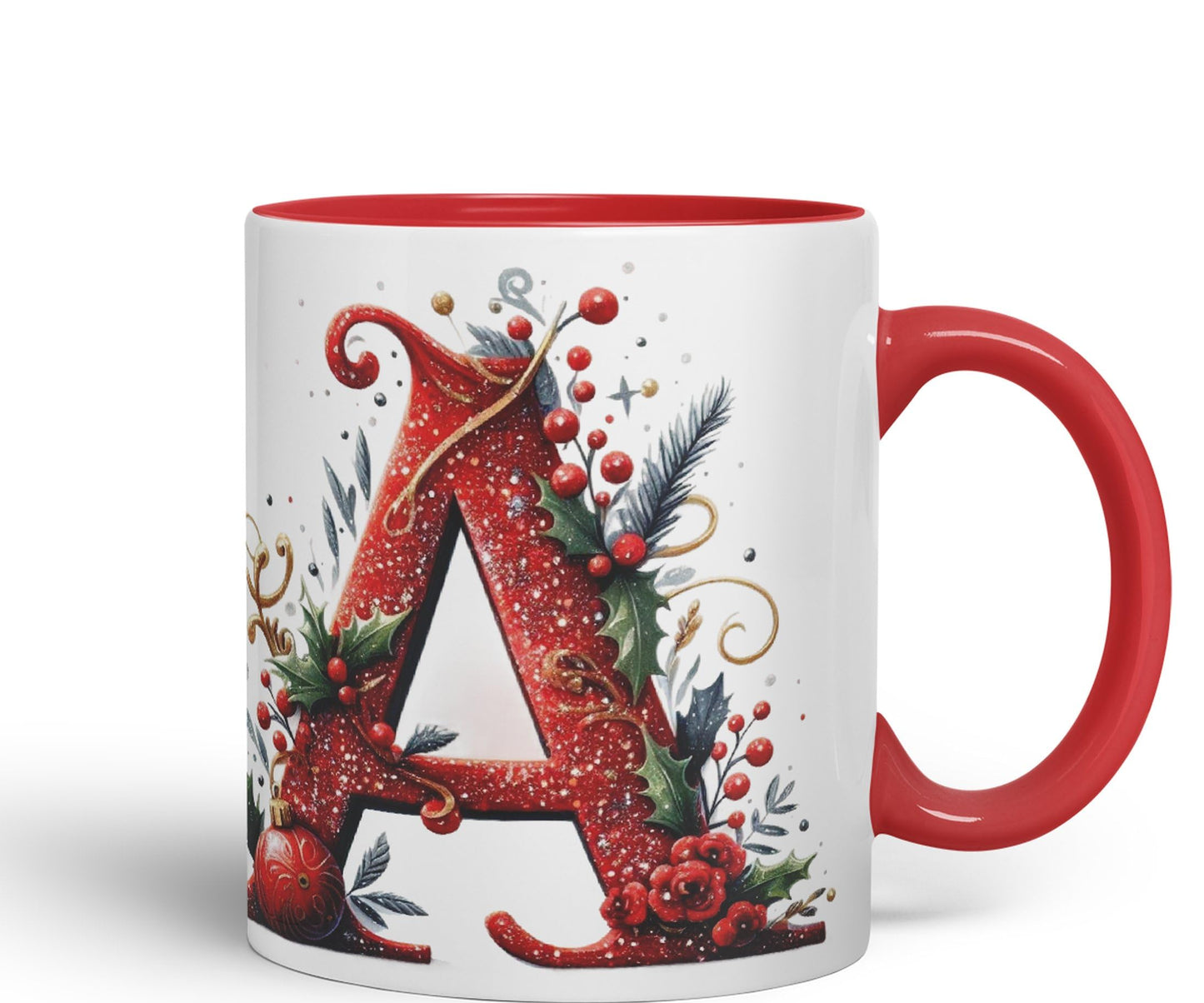 Red Letter ChristmasDesigns Alphabet Monogram Lettersjoke sarkasm Sarcastic Ceramic Coloured Mug Cup for Tea Coffee Hot Brew 330ml 11Oz Gift