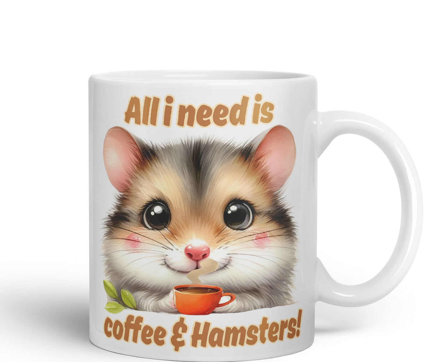 All I Needs is Coffee & Hamster Joke sarkasm Sarcastic Ceramic Coloured Mug Cup for Tea Coffee Hot Brew 330ml 11Oz Gift