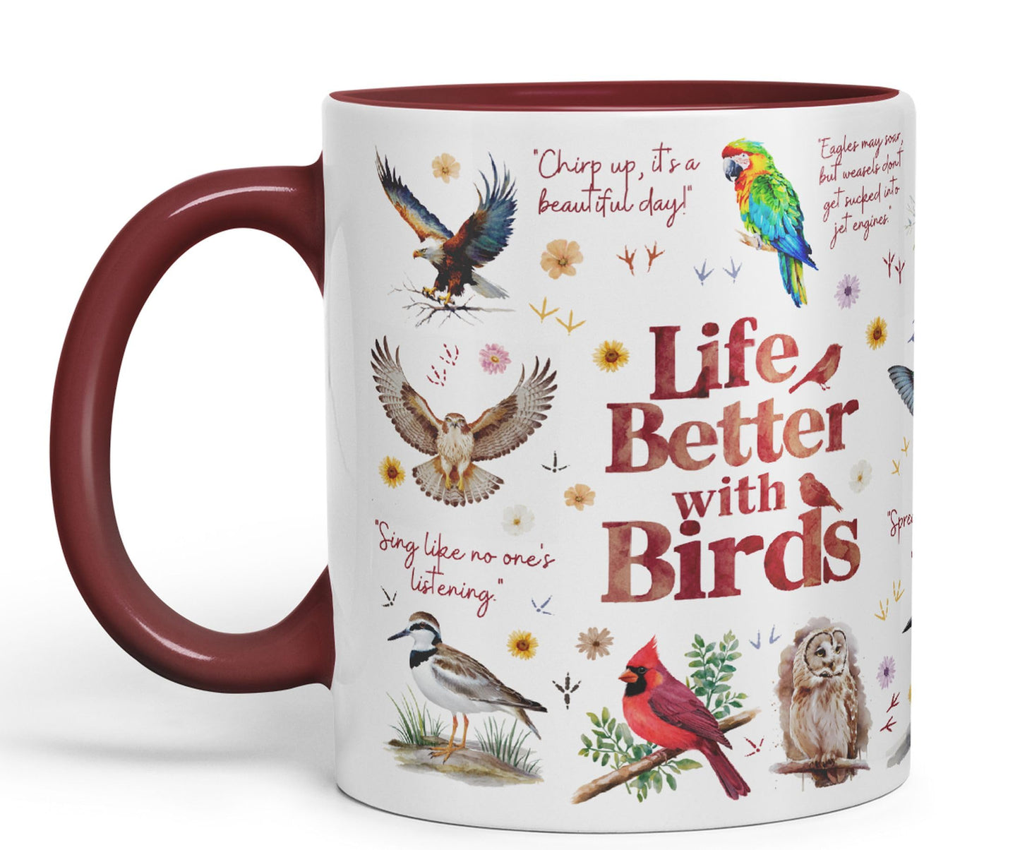 Life Better with Birds Joke sarkasm Sarcastic Ceramic Coloured Mug Cup for Tea Coffee Hot Brew 330ml 11Oz Gift