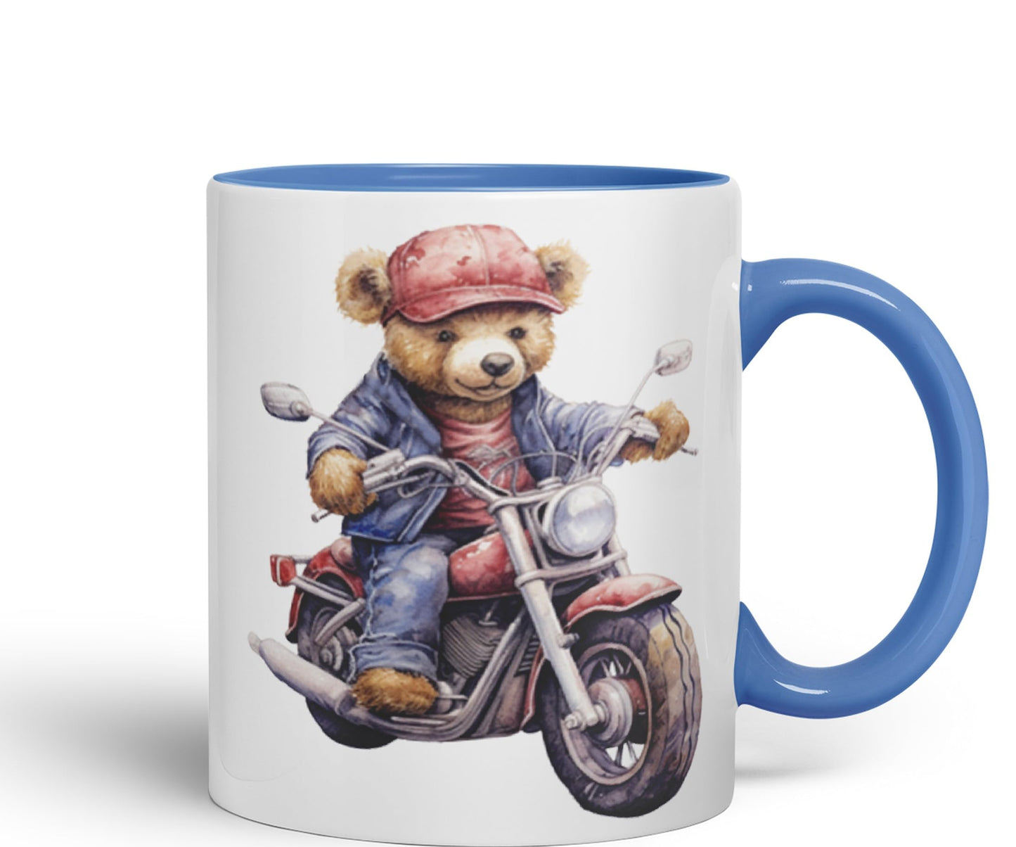 Vixar Teddy Bear Biker Motorbike Ceramic Mug Coloured Mug Cup Gift Birthday Work Office Tea Coffee