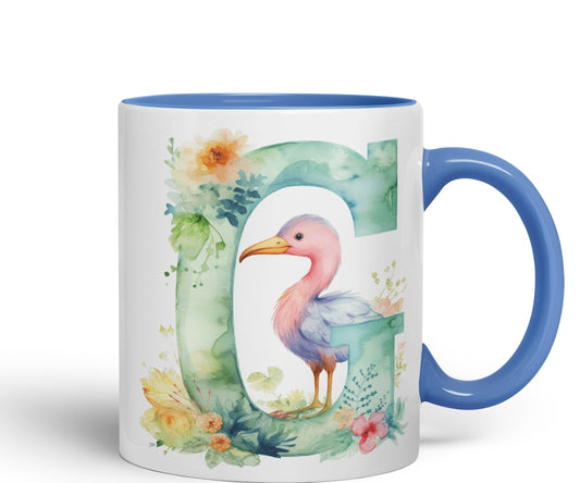 Letter G mug, Animals Alphabet Letter G Monogram animal for kids Ceramic Coloured Mug Cup for Tea Coffee Hot brew 330ml 11Oz Gift