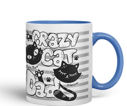 Vixar Crazy Cat Dad Ceramic Mug Coloured Mug Cup Gift Tea Coffee Father's Day Christmas