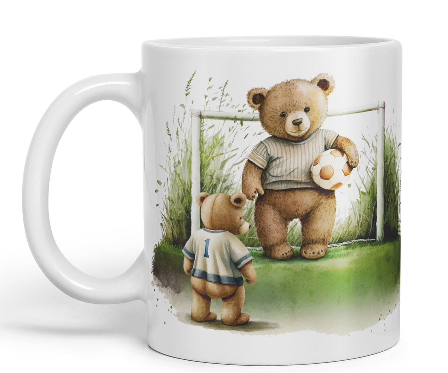 Vixar Teddy Bear Football Father and Son Ceramic Mug Coloured Mug Cup Gift Birthday Work Office Tea Coffee