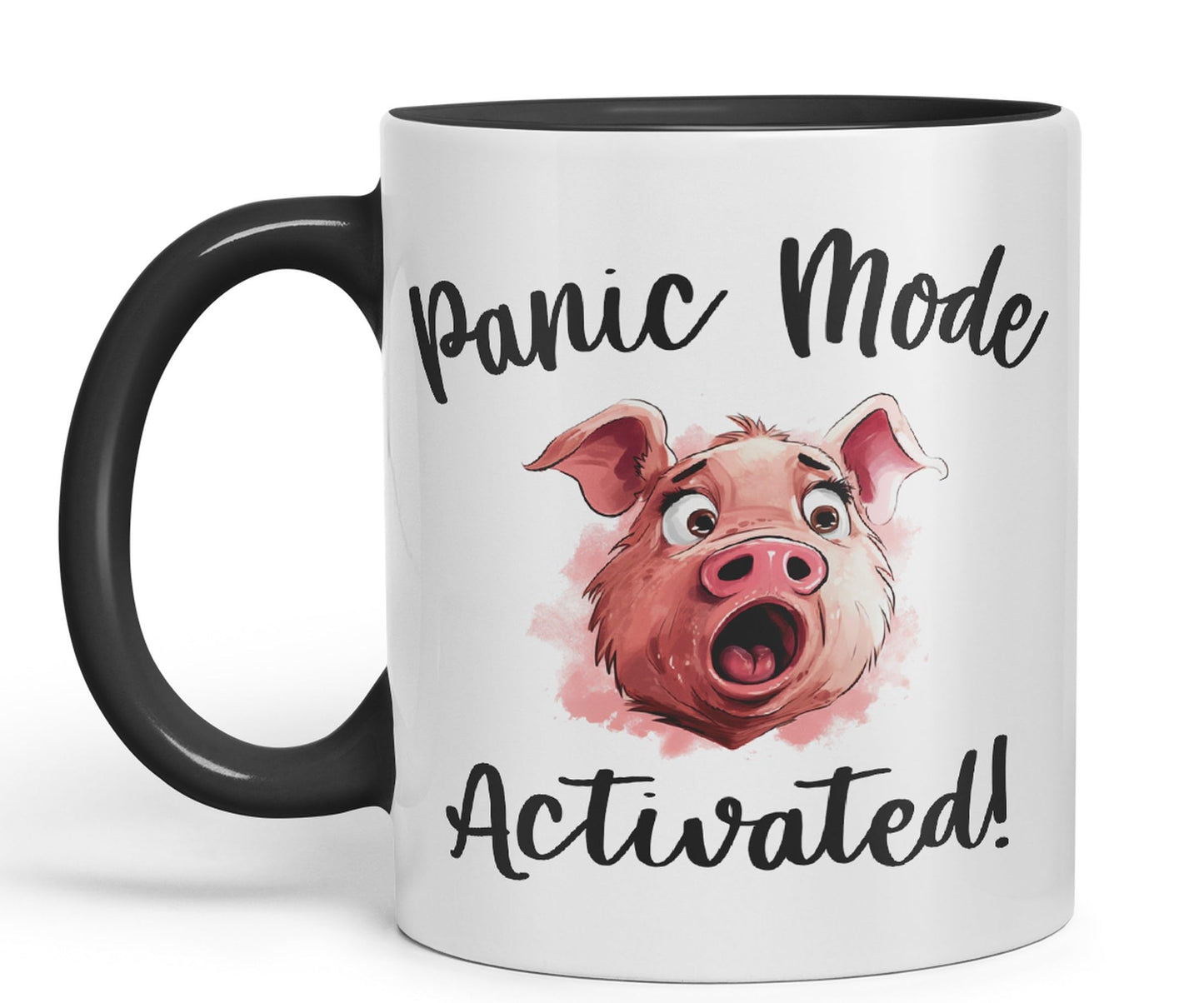 Panic Mode Activated! Pig Joke sarkasm Sarcastic Ceramic Coloured Mug Cup for Tea Coffee Hot Brew 330ml 11Oz Gift