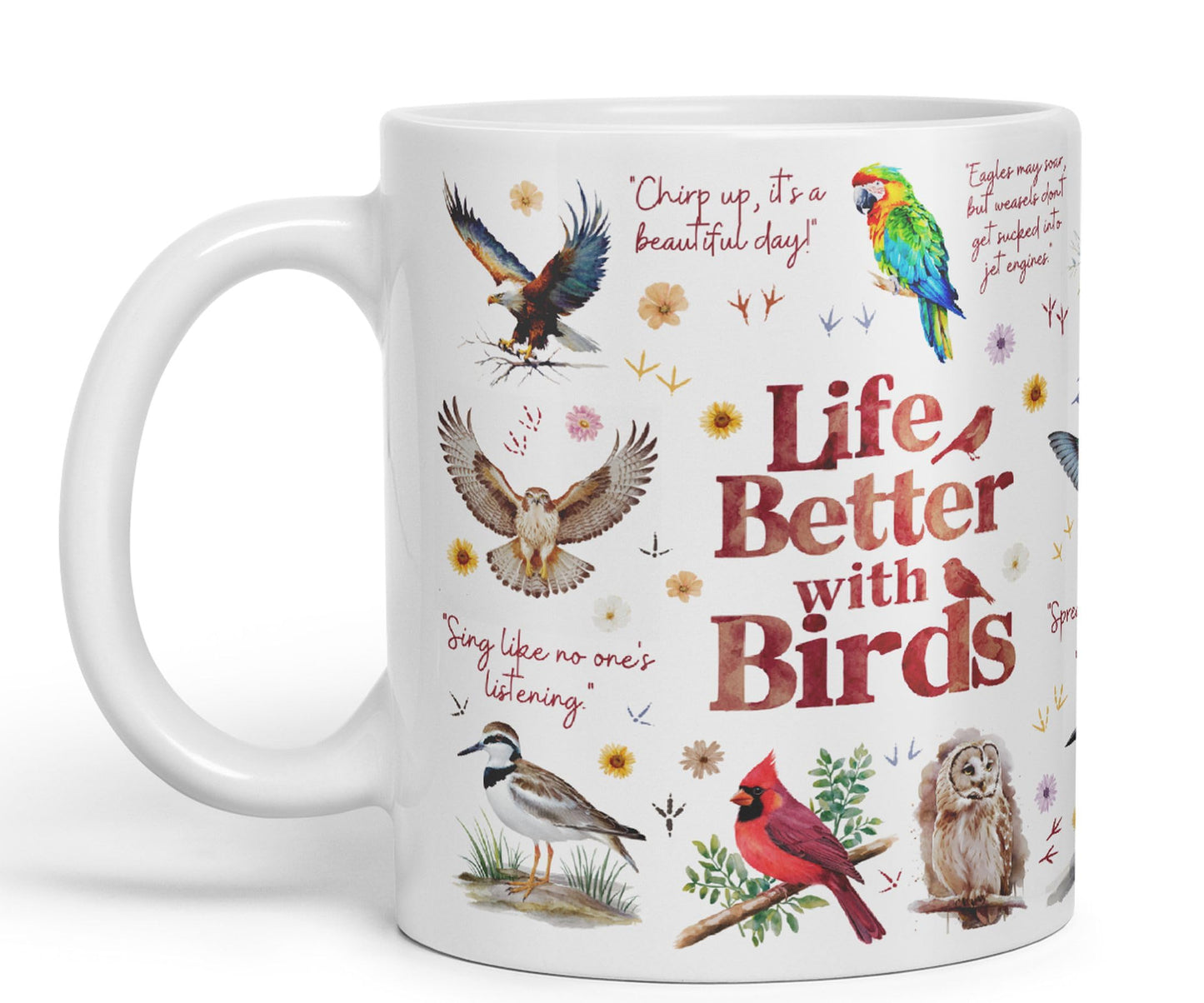 Life Better with Birds Joke sarkasm Sarcastic Ceramic Coloured Mug Cup for Tea Coffee Hot Brew 330ml 11Oz Gift