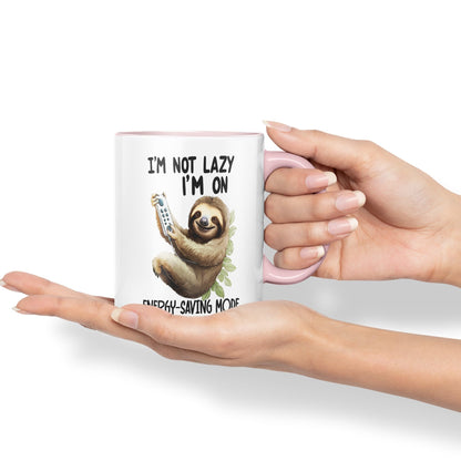 I'm Not Lazy I'm On Energy-Saving Mode Sloth Joke sarkasm Sarcastic Ceramic Coloured Mug Cup for Tea Coffee Hot Brew 330ml 11Oz Gift