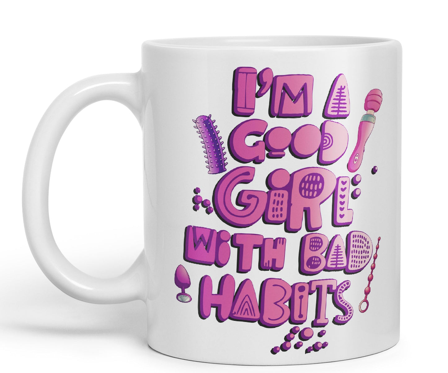 Vixar I'm Good Girl with Bad Habits Woman Toys Ceramic Coloured Mug Cup Gift Tea Coffee Christmas Office Home Sarcastic Joke