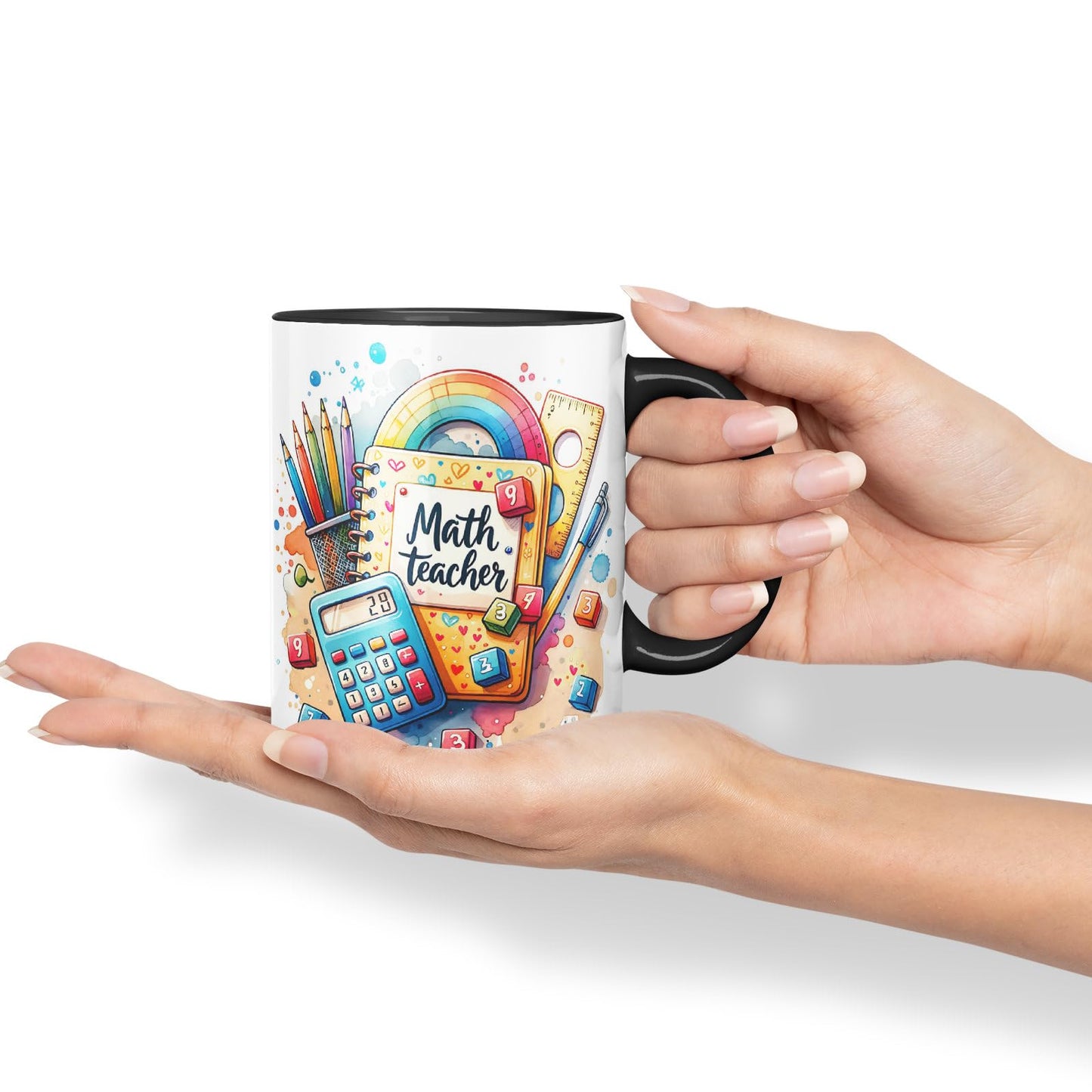 Vixar Math Teacher Mug Thank You, End of School Gift Ceramic Coloured Mug Cup for Tea Coffee Hot Brew 330ml 11Oz Gift