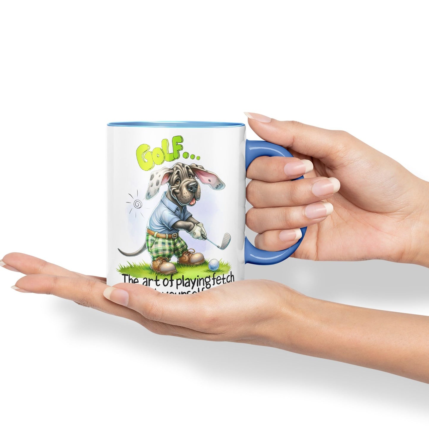 Golf … The Art of playingfetch with Your self, Dog Joke sarkasm Ceramic Coloured Mug Cup for Tea Coffee Hot Brew 330ml 11Oz Gift