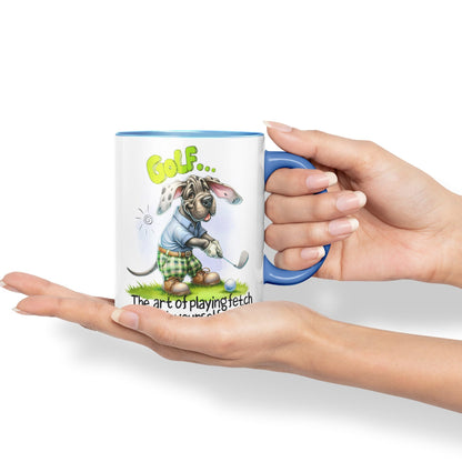 Golf … The Art of playingfetch with Your self, Dog Joke sarkasm Ceramic Coloured Mug Cup for Tea Coffee Hot Brew 330ml 11Oz Gift