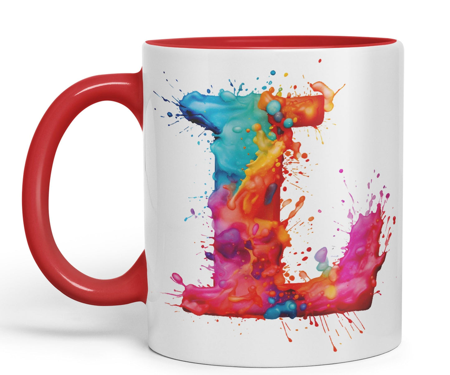 Letter L mug, Alphabet Letter L Monogram watercolour Ceramic Coloured Mug Cup for Tea Coffee Hot brew 330ml 11Oz Gift