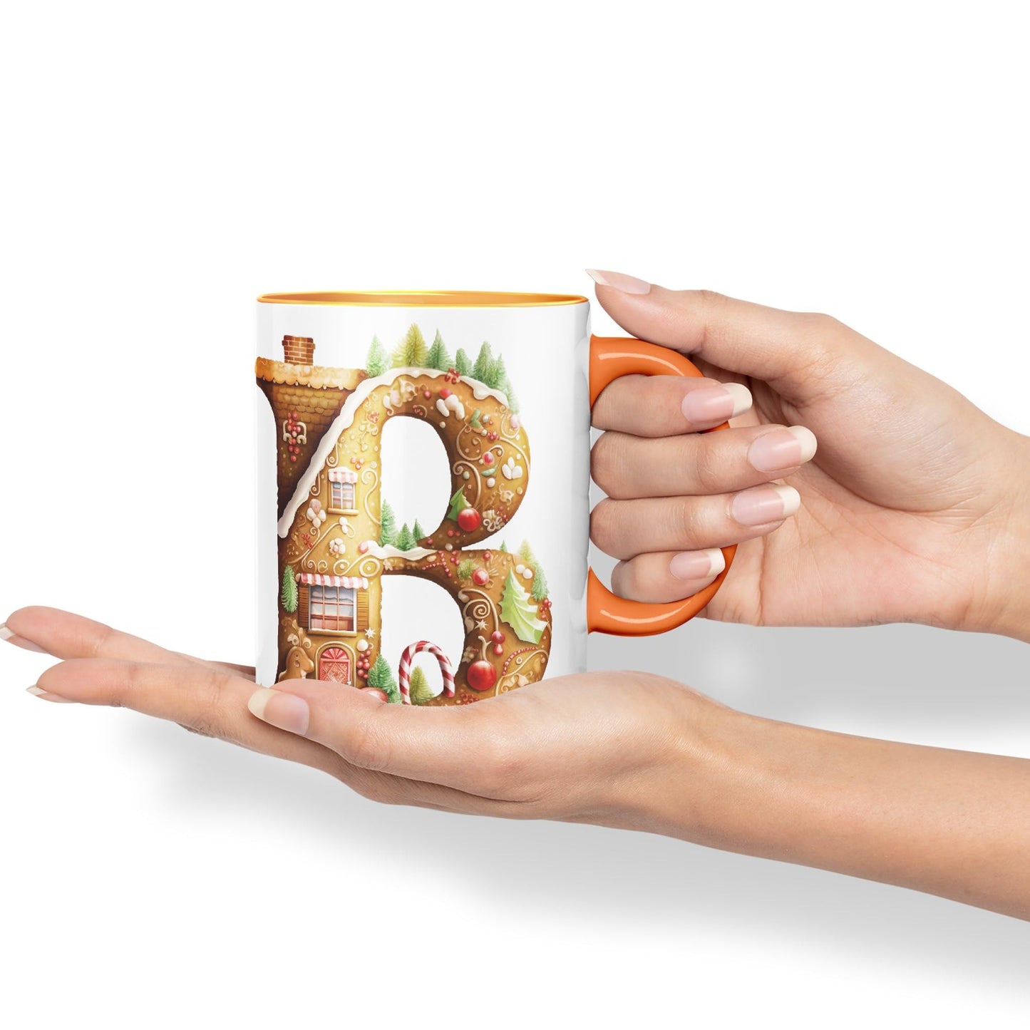 Ginger Alphabet Monogram Letters Letter Gingerbread Man Baked Joke sarkasm Sarcastic Orange Ceramic Coloured Mug Cup for Tea Coffee Hot Brew 330ml 11Oz Gift