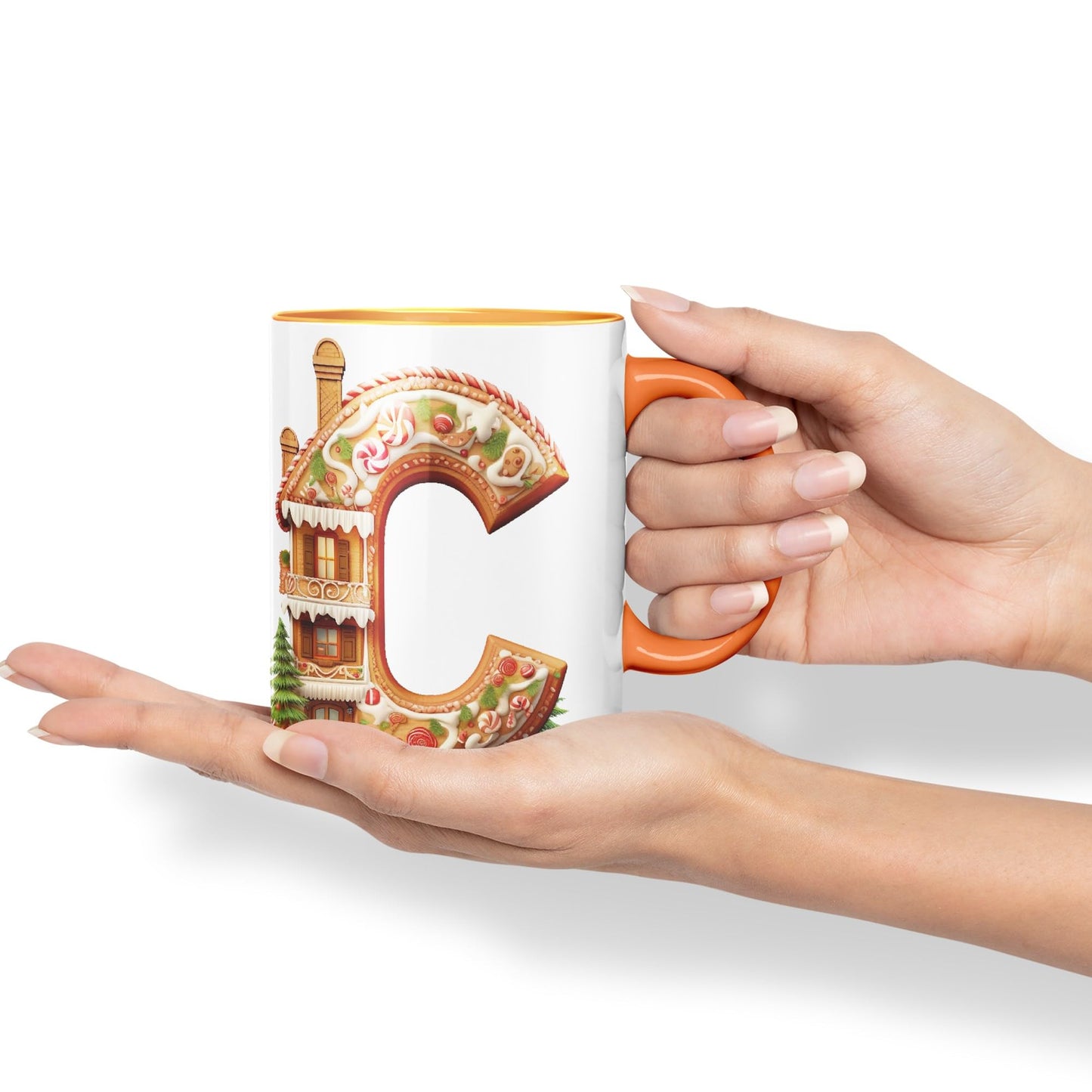 Ginger Alphabet Monogram Letters Letter Gingerbread Man Baked Joke sarkasm Sarcastic Orange Ceramic Coloured Mug Cup for Tea Coffee Hot Brew 330ml 11Oz Gift