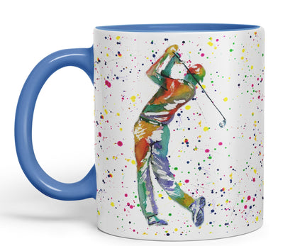 Golfer Golf Sport Watercolour hobby Ceramic Coloured Mug Cup for Tea Coffee Hot brew 330ml 11Oz Gift