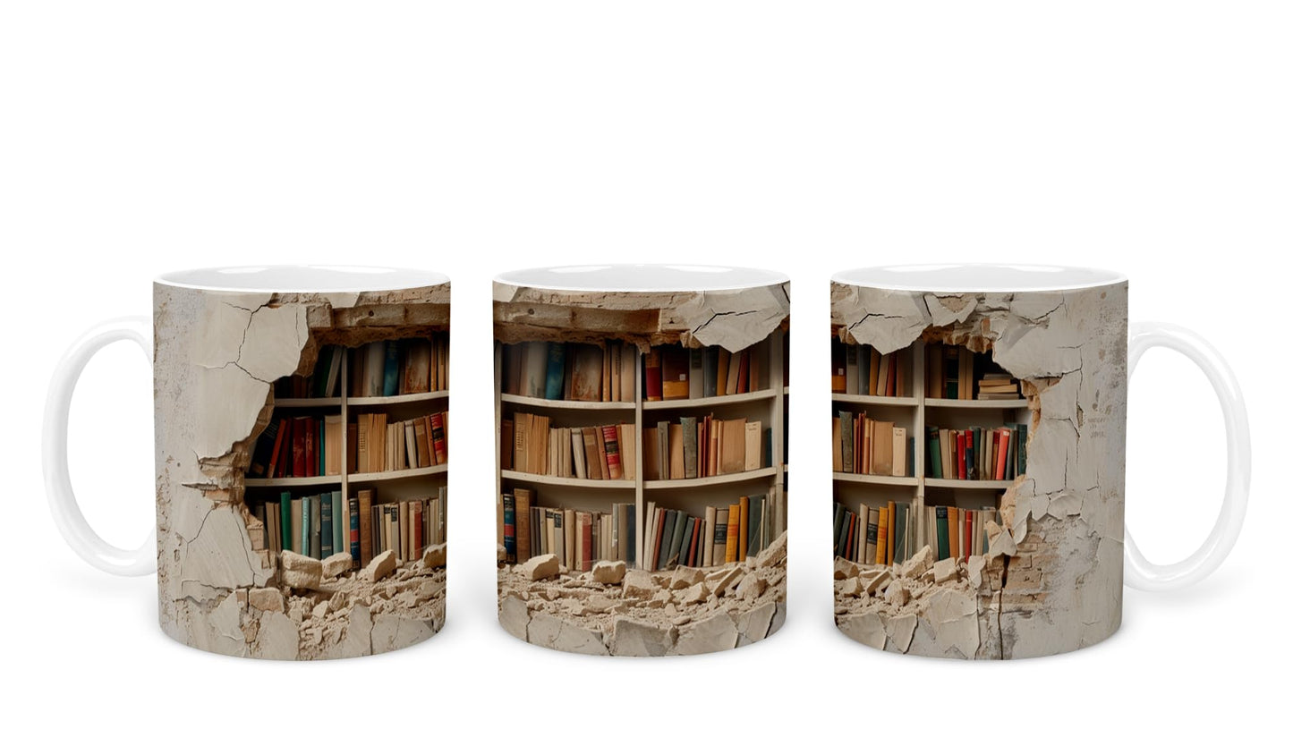 Vixar Book Wall Mug Ceramic Mug Cup Gift for Reading Lovers, 10oz V1