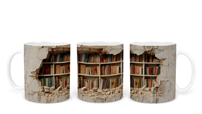 Vixar Book Wall Mug Ceramic Mug Cup Gift for Reading Lovers, 10oz V1