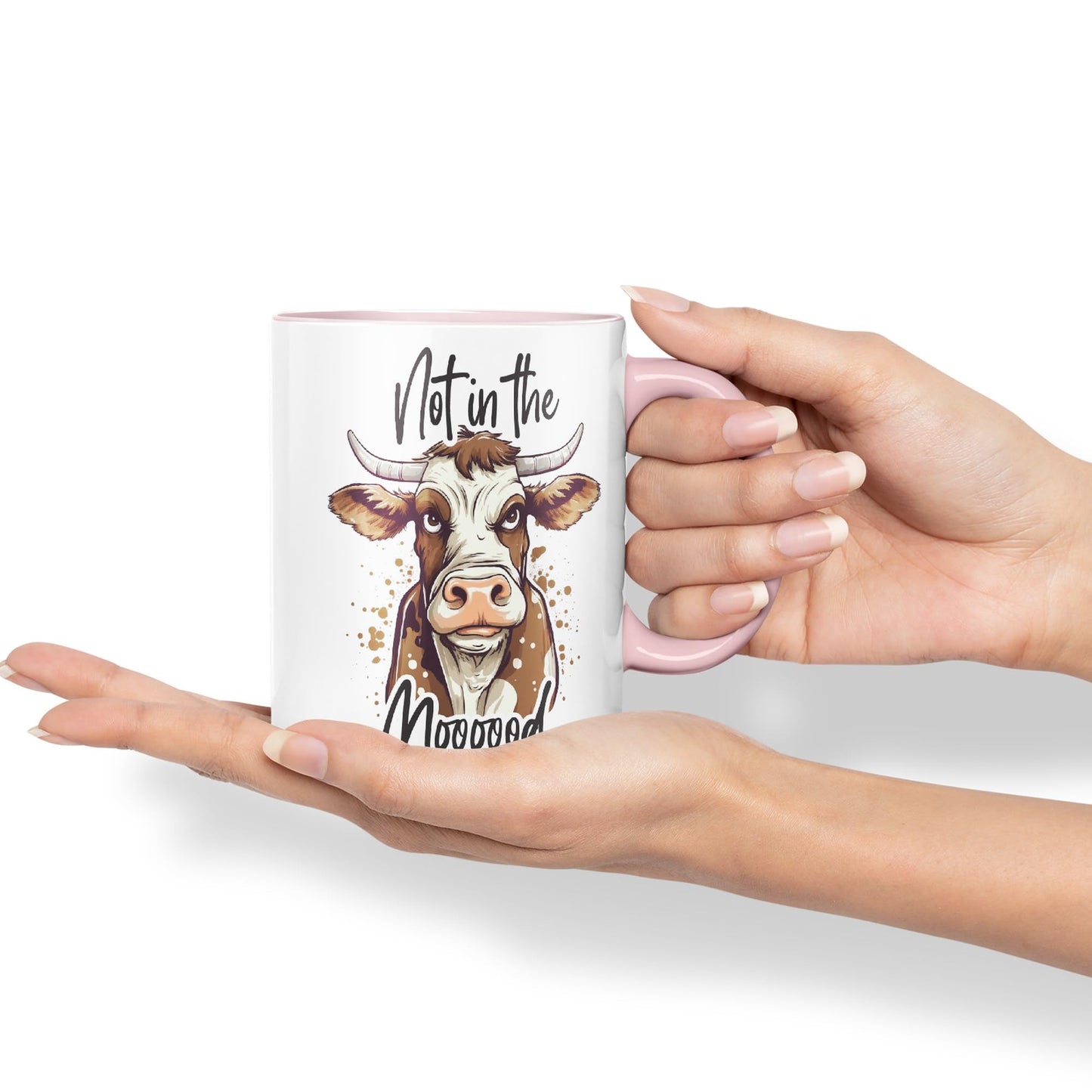 Not in The Moooood Cow Joke sarkasm Sarcastic Ceramic Coloured Mug Cup for Tea Coffee Hot Brew 330ml 11Oz Gift