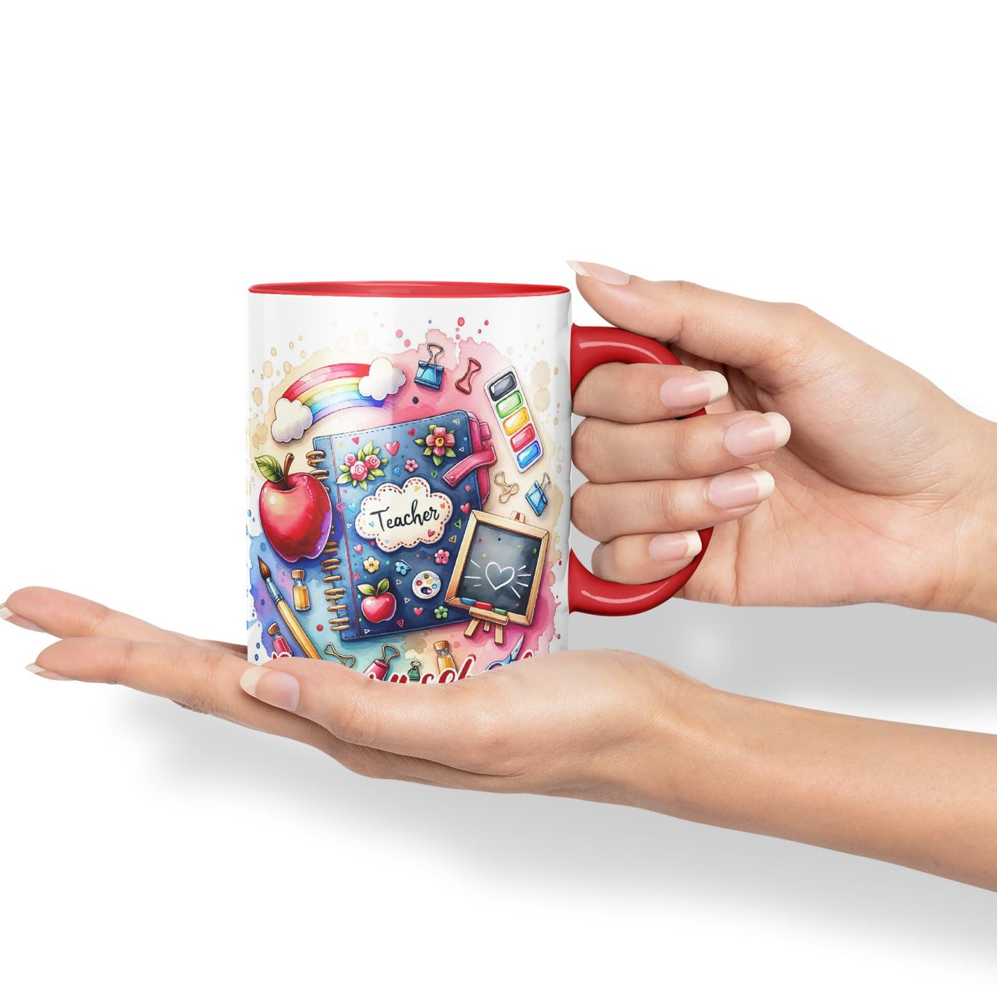 Vixar Primary School Teacher Mug Thank You, End of School Gift Ceramic Coloured Mug Cup for Tea Coffee Hot Brew 330ml 11Oz Gift