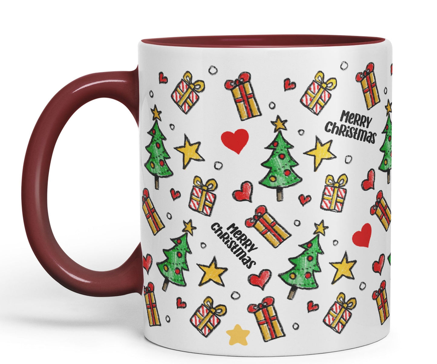 Vixar Christmas, Xmas Designs Tree Presents Coloured Ceramic Mug Cup Gift 330ml 11oz Work Office Tea Coffee Gift