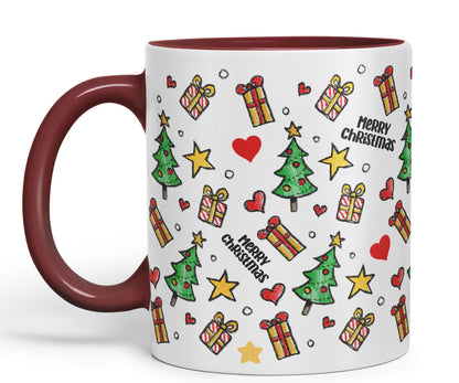 Vixar Christmas, Xmas Designs Tree Presents Coloured Ceramic Mug Cup Gift 330ml 11oz Work Office Tea Coffee Gift