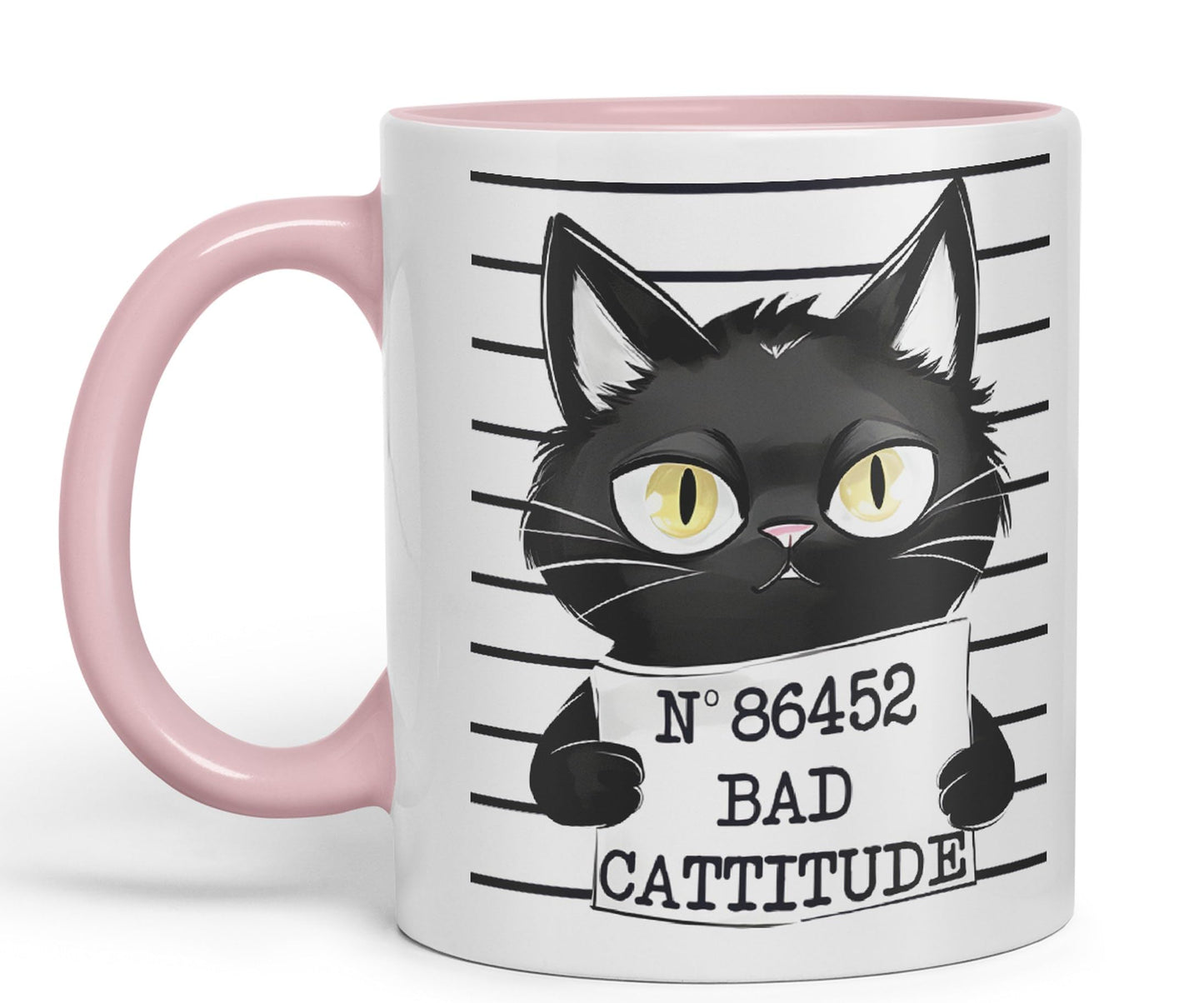 Vixar Bad Cattitude Prison Cats Sarcastic Joke Ceramic Coloured Mug Cup for Tea Coffee Hot Brew 330ml 11Oz