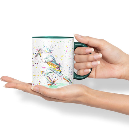 Cricket Sport Sportsmen Watercolour Ceramic Coloured Mug Cup for Tea Coffee Hot brew 330ml 11Oz Gift