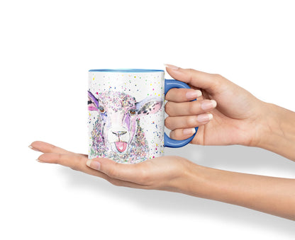 Vixar Sheep Eve Farm Animals Watercolour Art Coloured Mug Cup Gift Birthday Work Office Tea Coffee