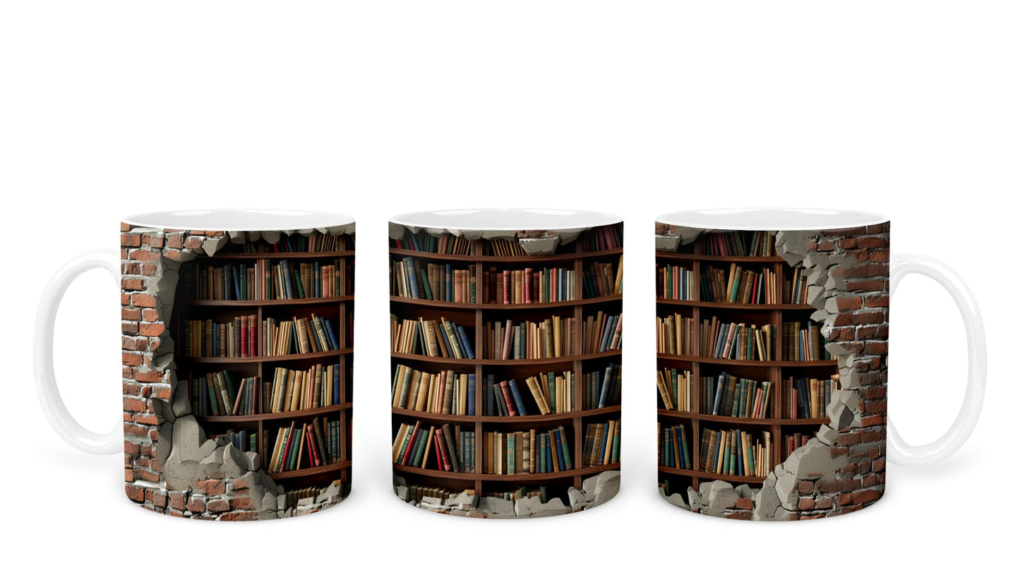 Vixar Book Wall Mug Ceramic Mug Cup Gift for Reading Lovers, 10oz V1