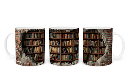 Vixar Book Wall Mug Ceramic Mug Cup Gift for Reading Lovers, 10oz V1