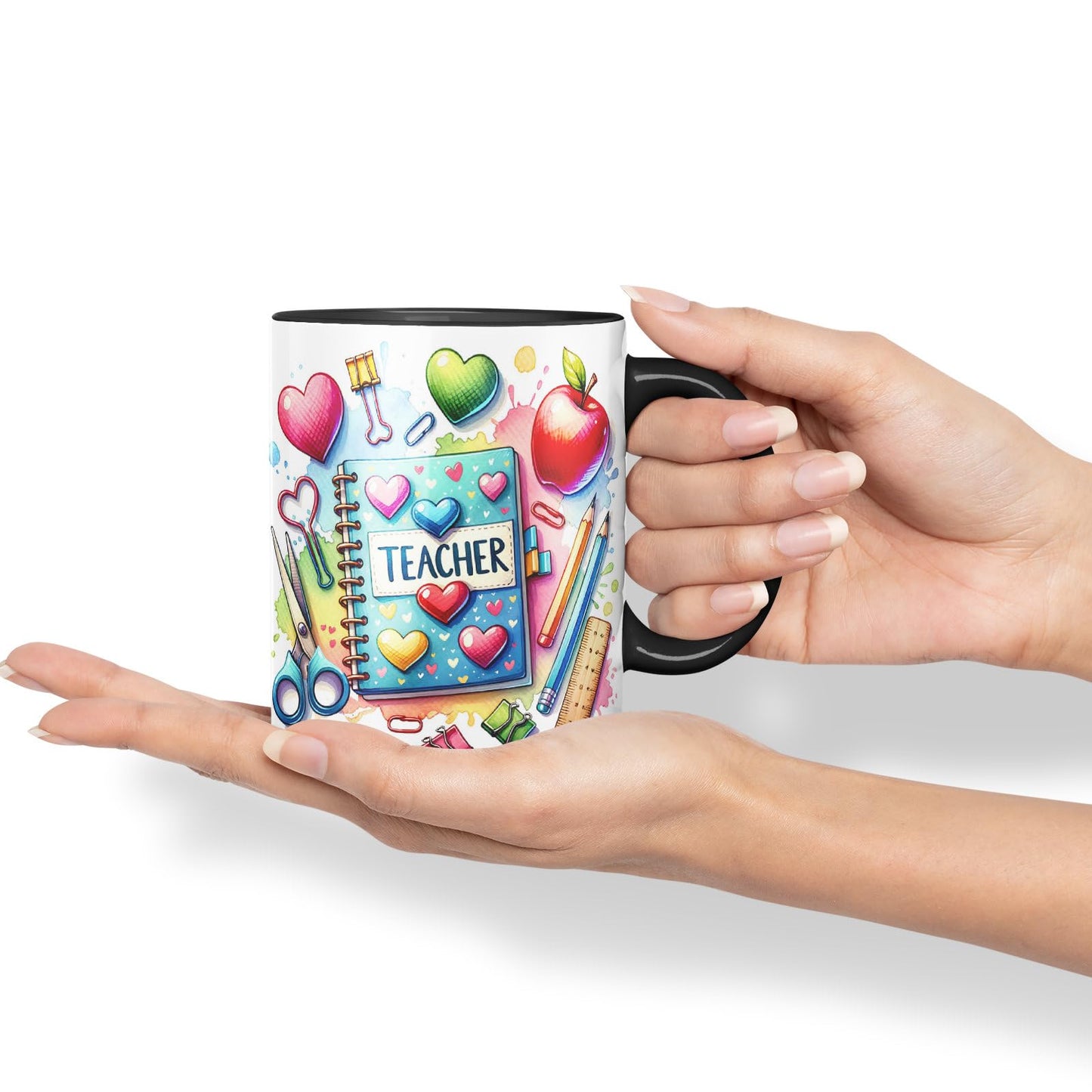 Vixar Teacher Mug Thank You, End of School Gift Ceramic Coloured Mug Cup for Tea Coffee Hot Brew 330ml 11Oz Gift
