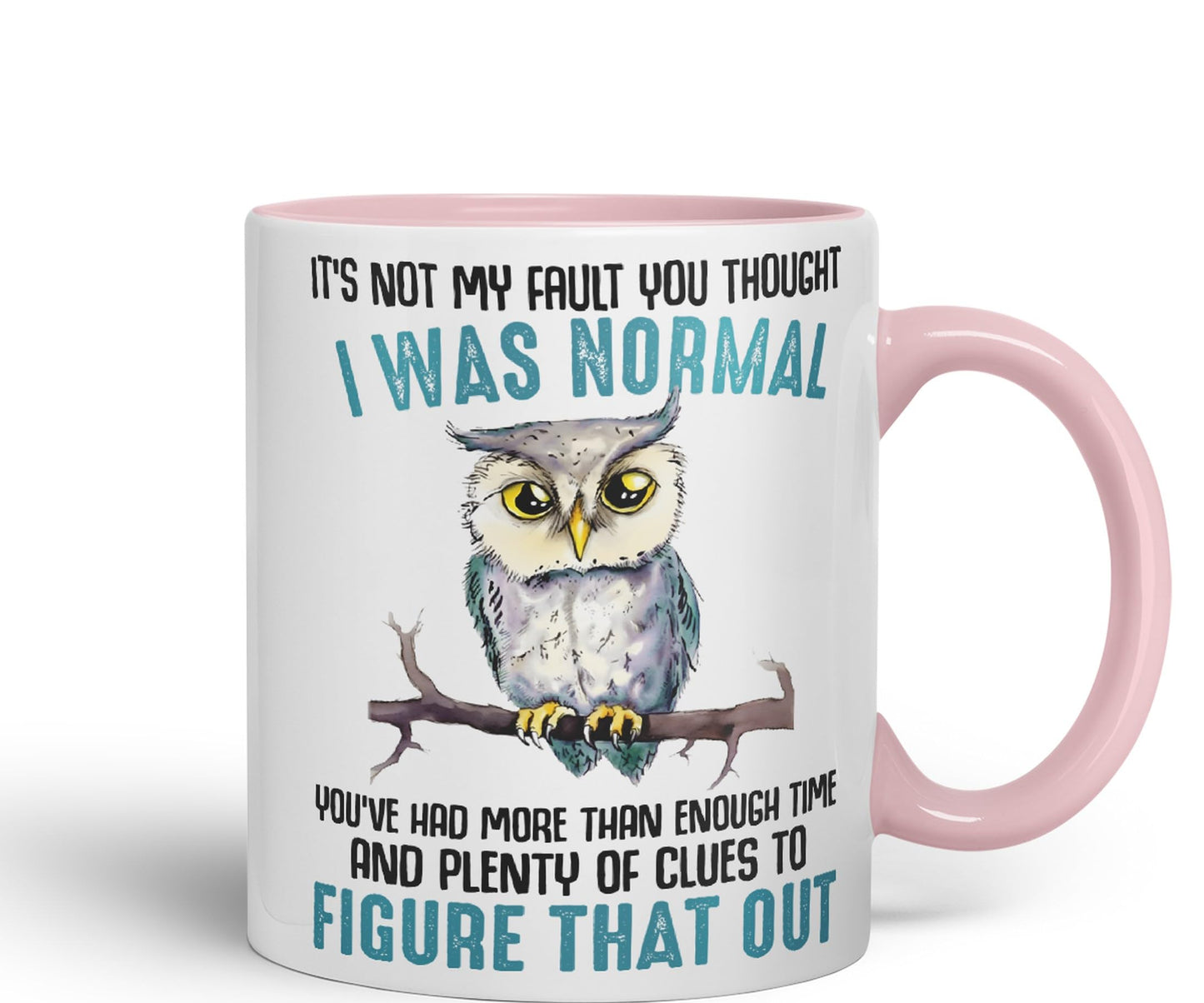It's Not My Fault YouThought I was Normal, Owl Sarcastic Joke Ceramic Coloured Mug Cup for Tea Coffee Hot Brew 330ml 11Oz
