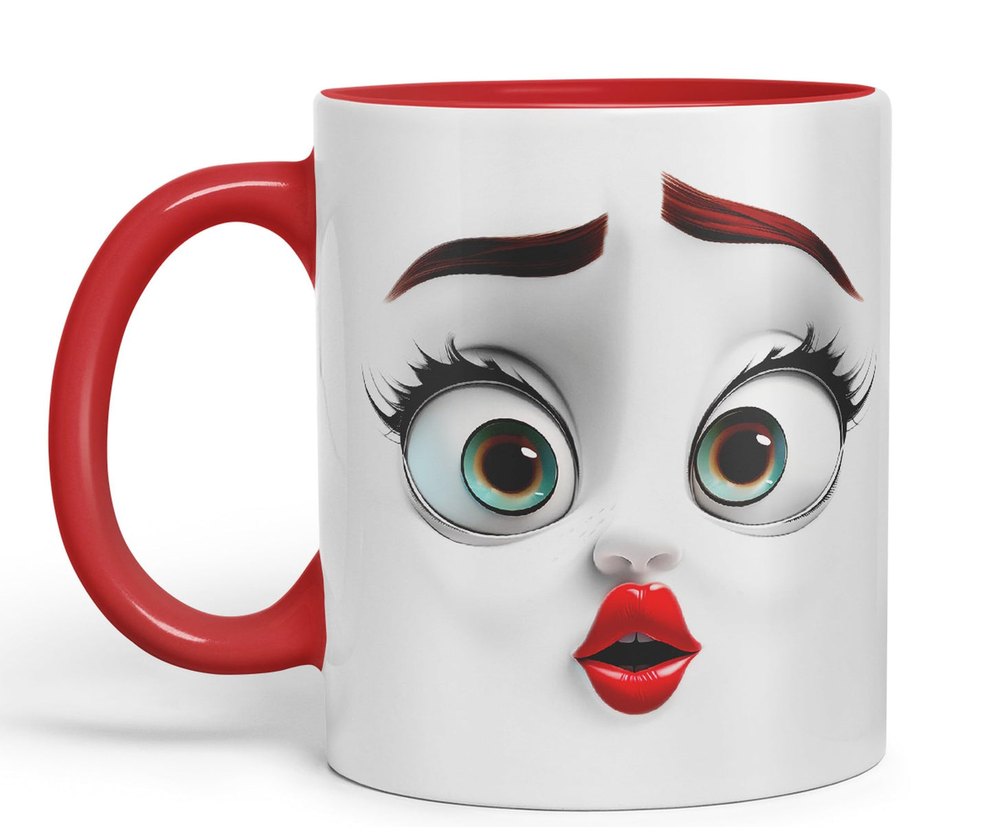 Face Eyes Nose mounts Eyebrows Joke sarkasm Ceramic Coloured Mug Cup for Tea Coffee Hot Brew 330ml 11Oz Gift