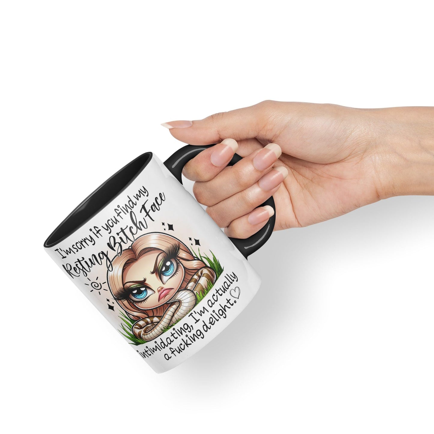 Im Sorry if You find My Resting Bitch face...,Snake Joke sarkasm Sarcastic Ceramic Coloured Mug Cup for Tea Coffee Hot Brew 330ml 11Oz Gift