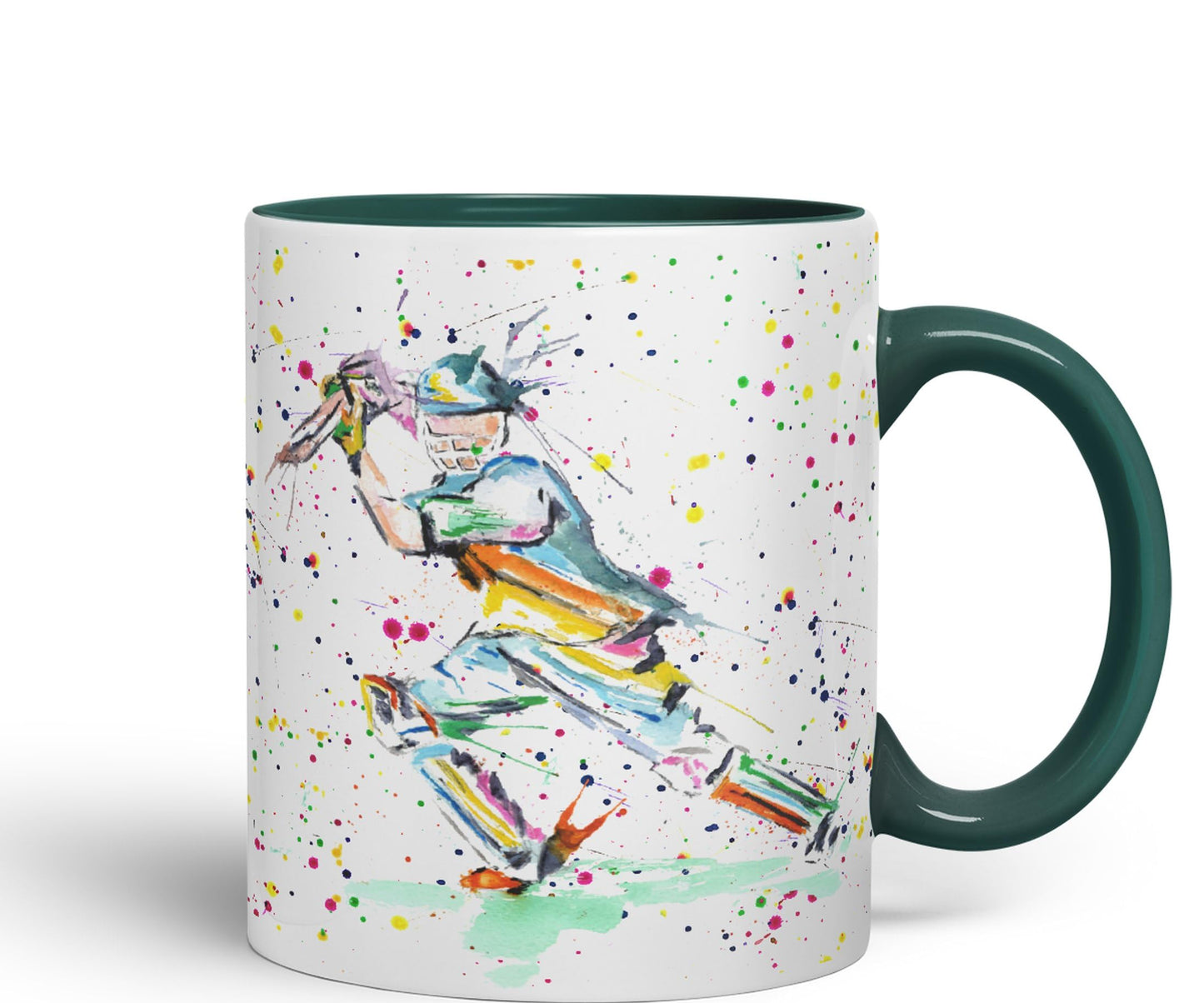 Cricket Sport Sportsmen Watercolour Ceramic Coloured Mug Cup for Tea Coffee Hot brew 330ml 11Oz Gift
