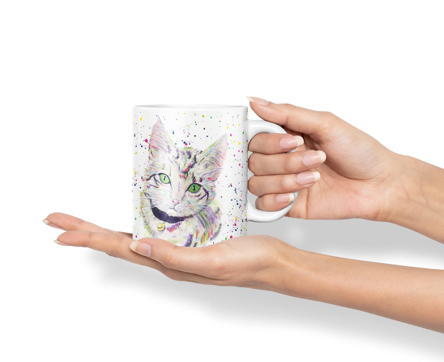 Vixar Cat Kitten Feline Pet Animals Watercolour Art Coloured Mug Cup Gift Birthday Work Office Tea Coffee