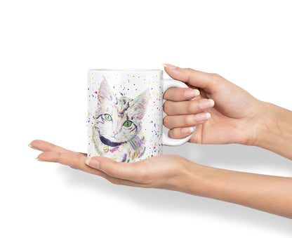 Vixar Cat Kitten Feline Pet Animals Watercolour Art Coloured Mug Cup Gift Birthday Work Office Tea Coffee