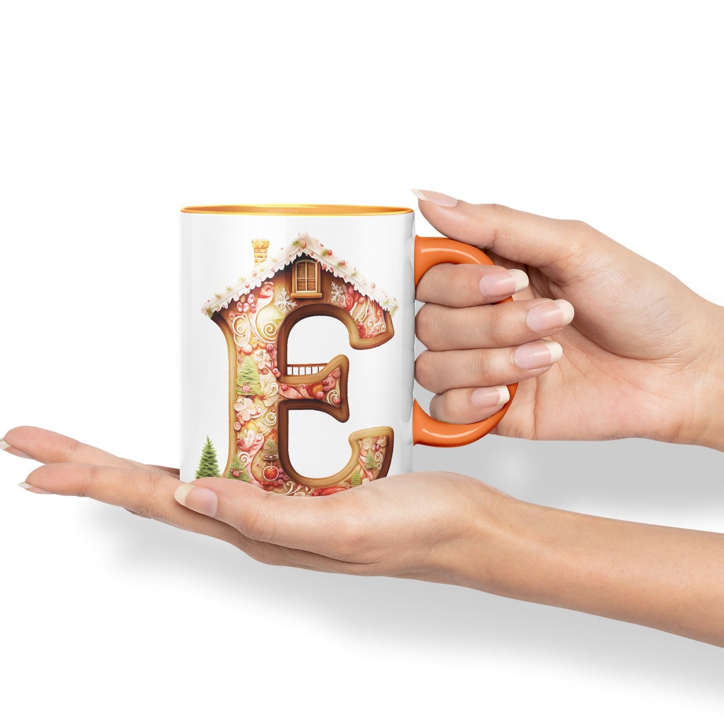 Ginger Alphabet Monogram Letters Letter Gingerbread Man Baked Joke sarkasm Sarcastic Orange Ceramic Coloured Mug Cup for Tea Coffee Hot Brew 330ml 11Oz Gift