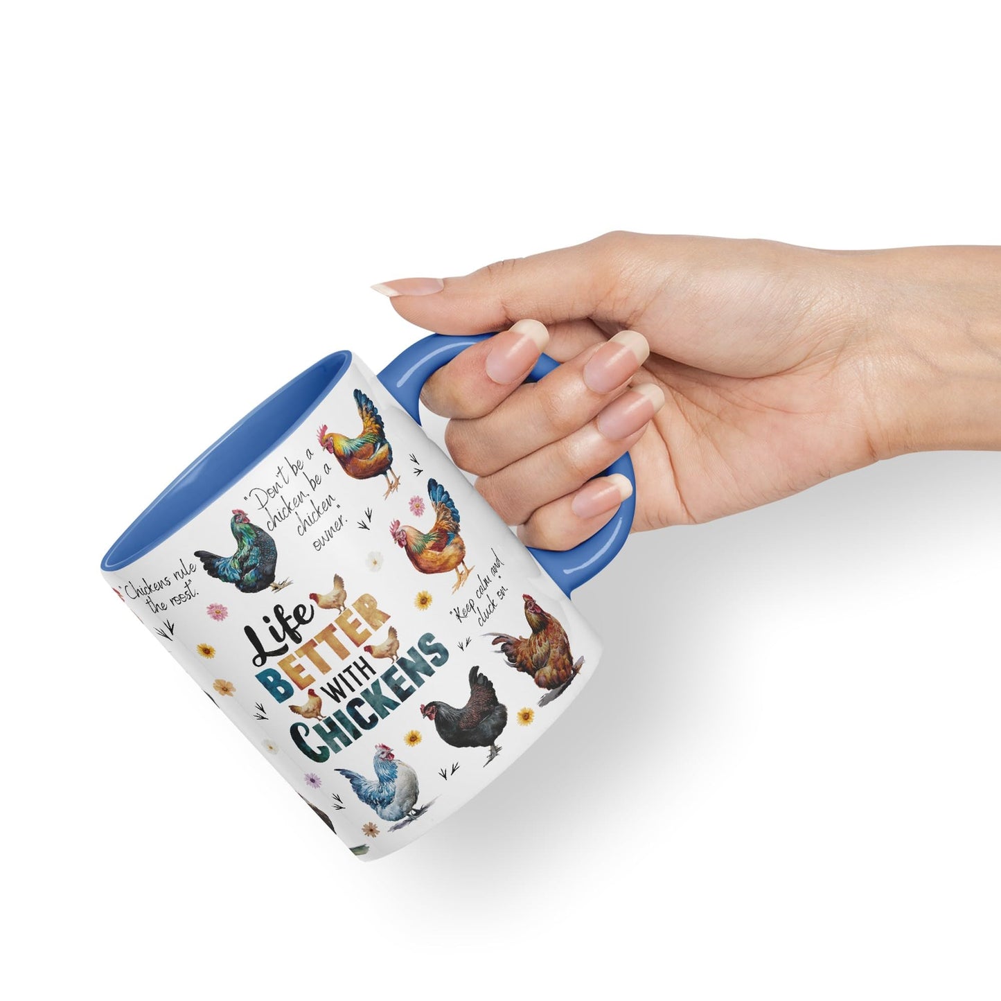 Life Better with Chickens Joke sarkasm Sarcastic Ceramic Coloured Mug Cup for Tea Coffee Hot Brew 330ml 11Oz Gift