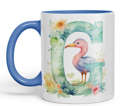 Letter G mug, Animals Alphabet Letter G Monogram animal for kids Ceramic Coloured Mug Cup for Tea Coffee Hot brew 330ml 11Oz Gift