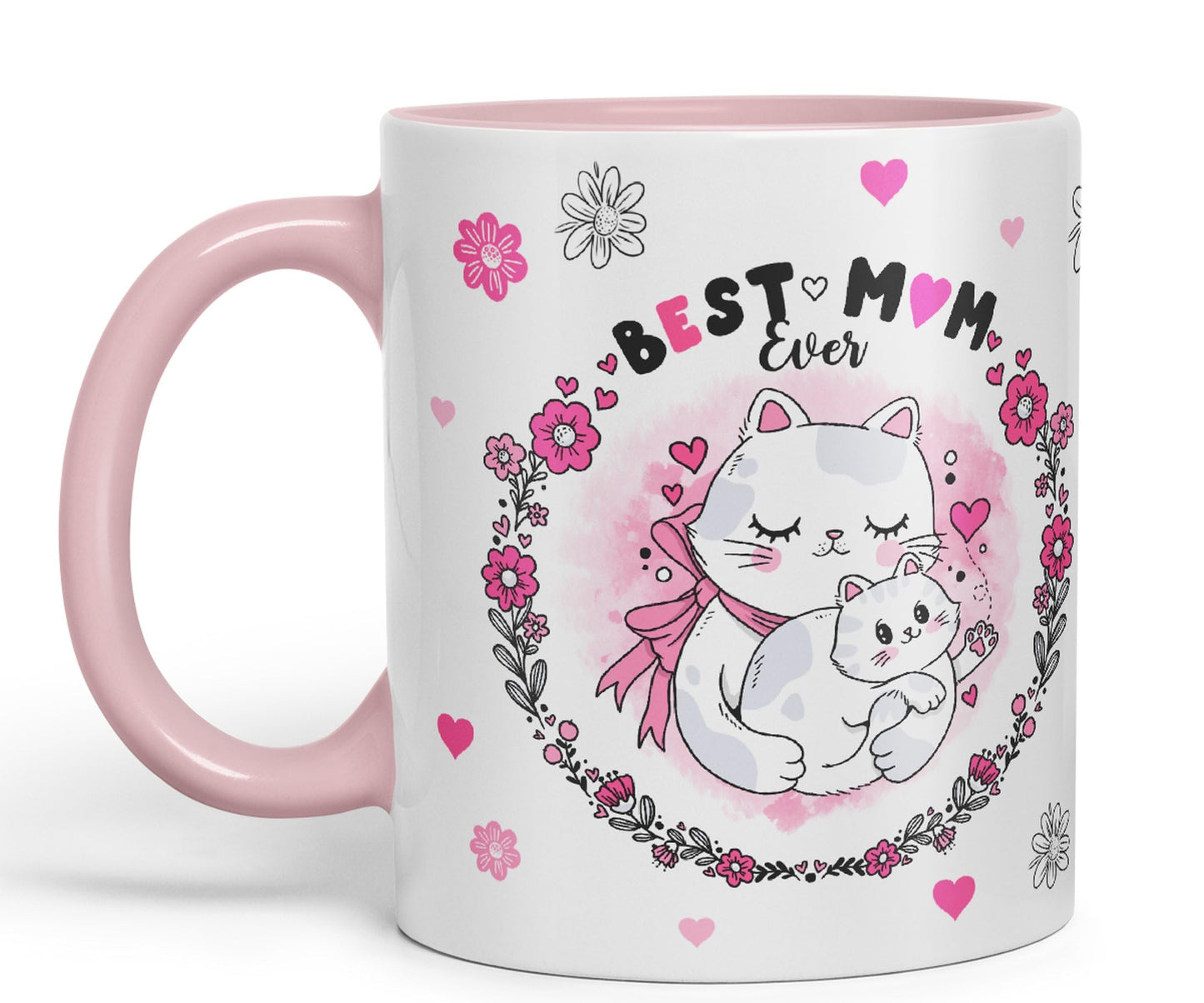 Vixar Best Mum Ever Cat with Kitten Ceramic Coloured Mug Cup Gift Tea Coffee Christmas Office Home