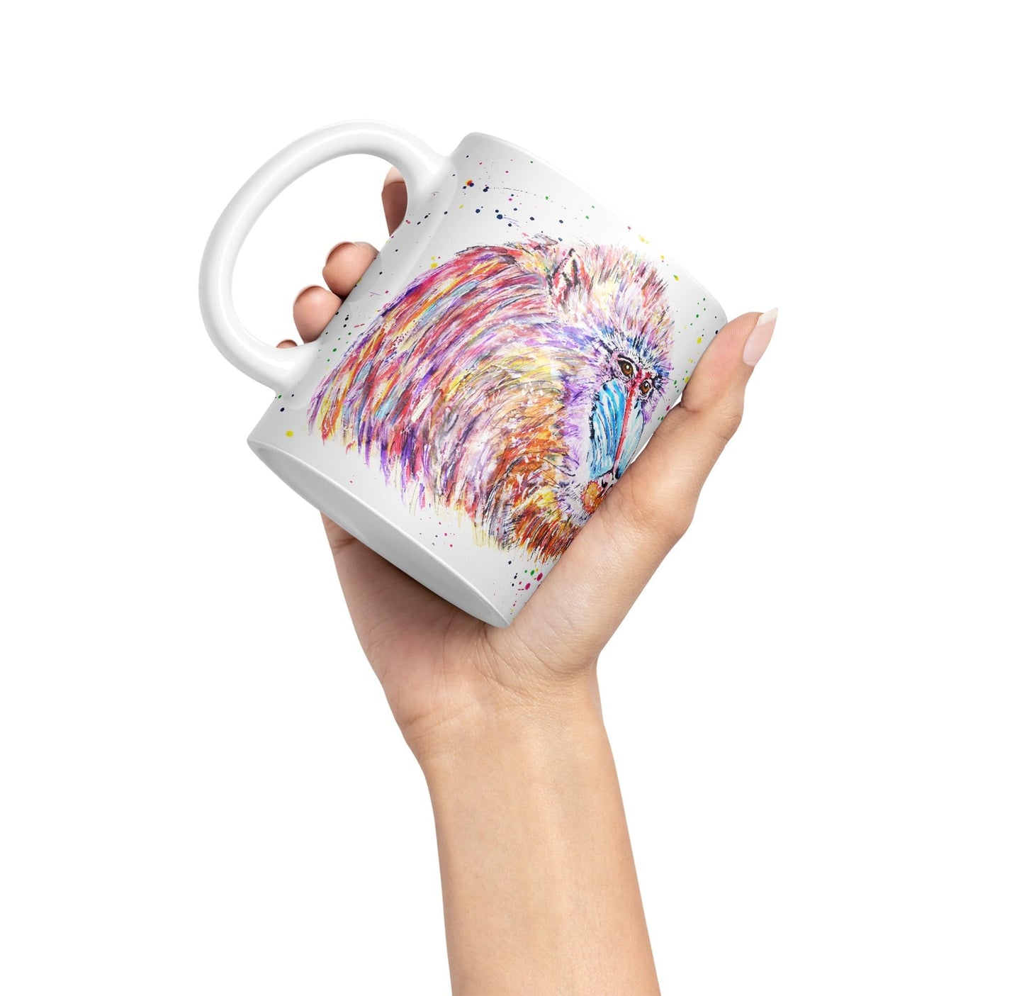 Vixar Mandrill Monkey Ape Animals Watercolour Art Coloured Ceramic 330 ml Mug Cup Gift Birthday Work Office Tea Coffee