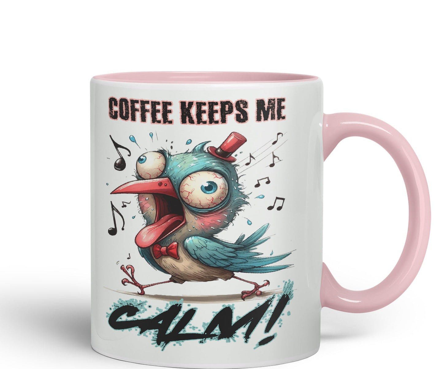 Coffe Keeps me Calm Bird Joke sarkasm Sarcastic Ceramic Coloured Mug Cup for Tea Coffee Hot Brew 330ml 11Oz Gift