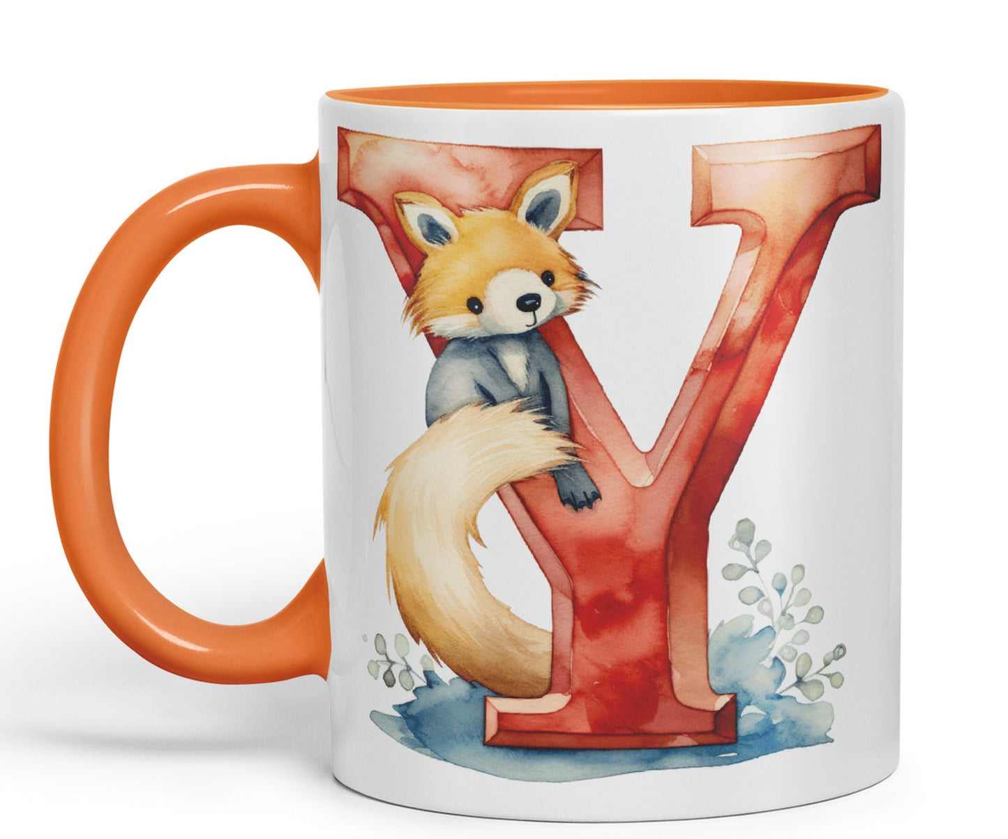 Letter Y mug, Animals Alphabet Letter Y Monogram animal for kids Ceramic Coloured Mug Cup for Tea Coffee Hot brew 330ml 11Oz Gift