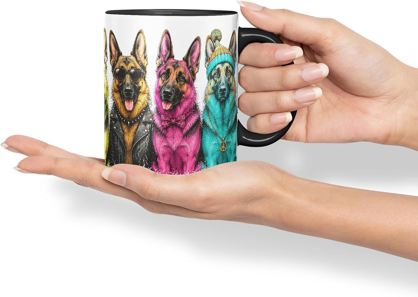 Vixar German Shepherd Dog Mug – Cute German Shepherd Coloured Ceramic Mug Cup Gift, 11oz (Black)
