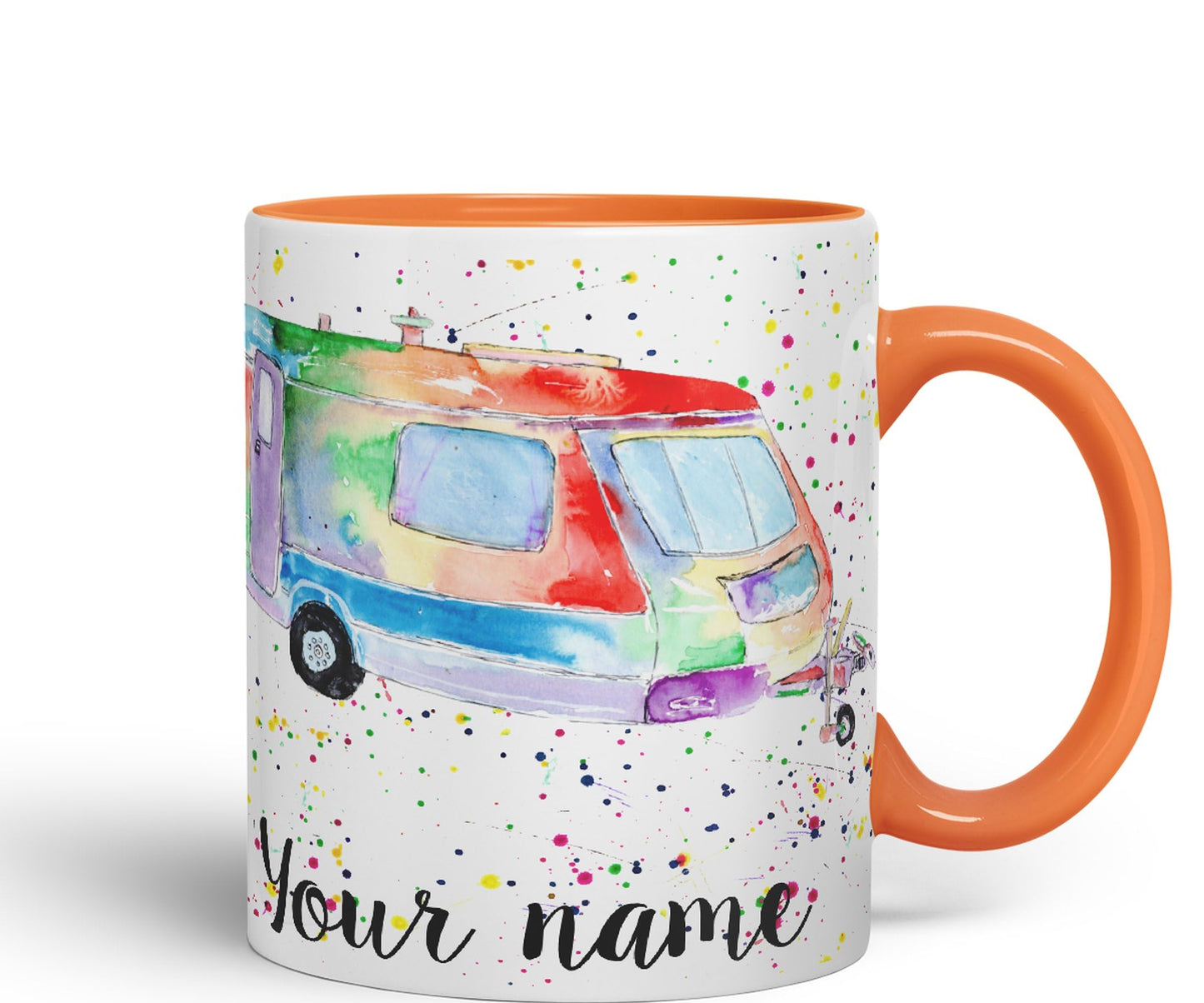 Vixar Personalised with Your Text Tourer Caravan Holiday Home Art Coloured Ceramic Mug Cup Gift 330ml 11oz Custom Work Office Tea Coffee