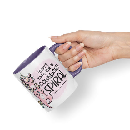 Today's Yoga Pose is Downward Spiral Unicorn Sarcastic Joke Ceramic Coloured Mug Cup for Tea Coffee Hot Brew 330ml 11 Oz Gift