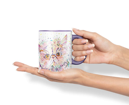 Vixar Persian Cat Kitten Pet Animals Watercolour Art Coloured Mug Cup Gift Birthday Work Office Tea Coffee